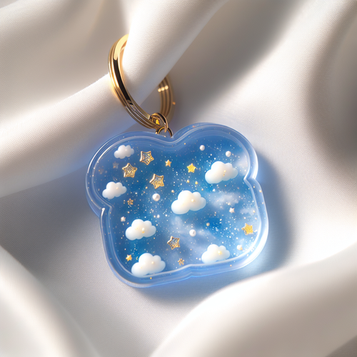 Cloud & Stars Resin Keychain